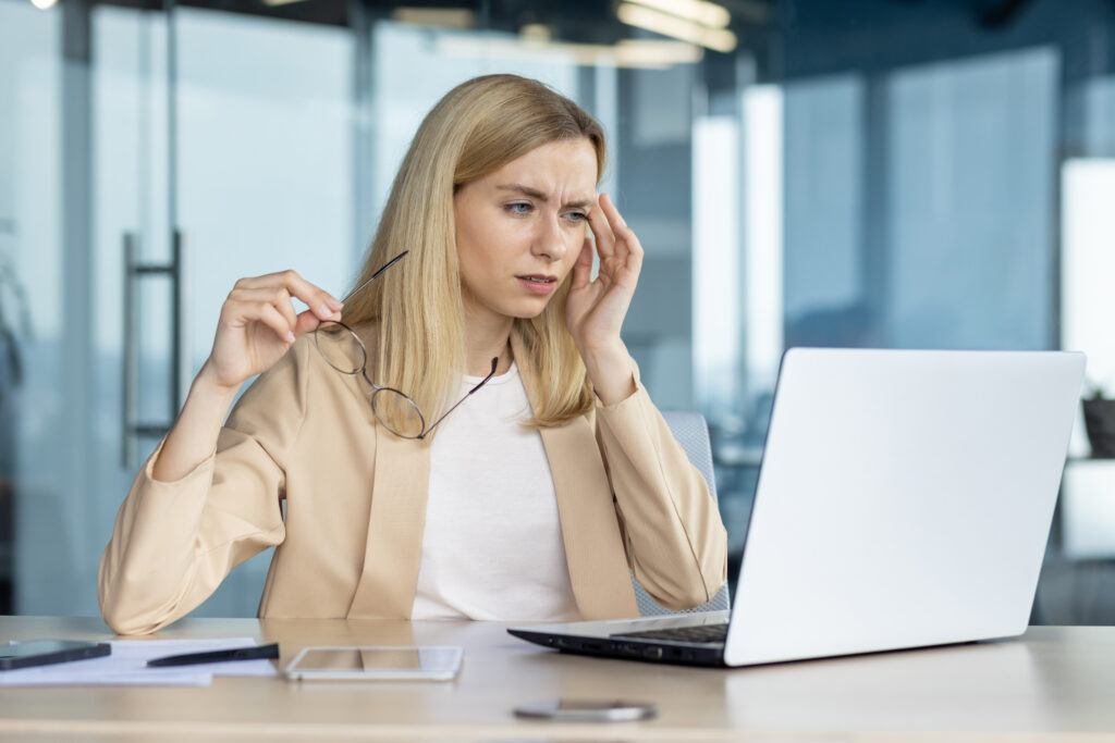 stressed businesswoman working