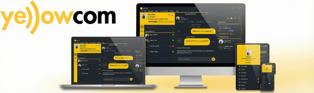 Horizon phone system user portal open on a screen with call controls and contacts