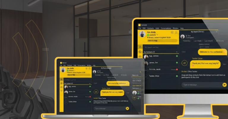 Business communications dashboard in Horizon shown on a computer scree