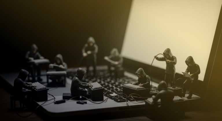 Small Business Cybersecurity Little Men Hacking a Laptop Featured Image