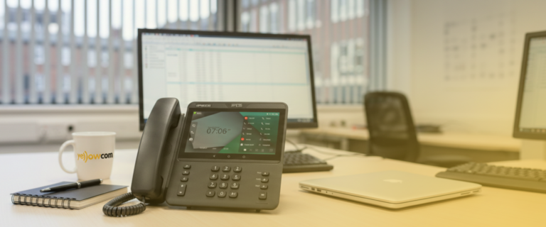 Office computer used to manage business phone and broadband packages