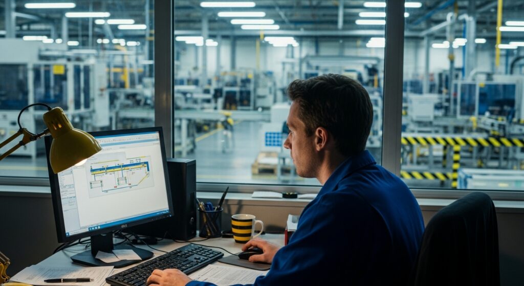 A Man in a Factory requires IT Support for Manufacturing