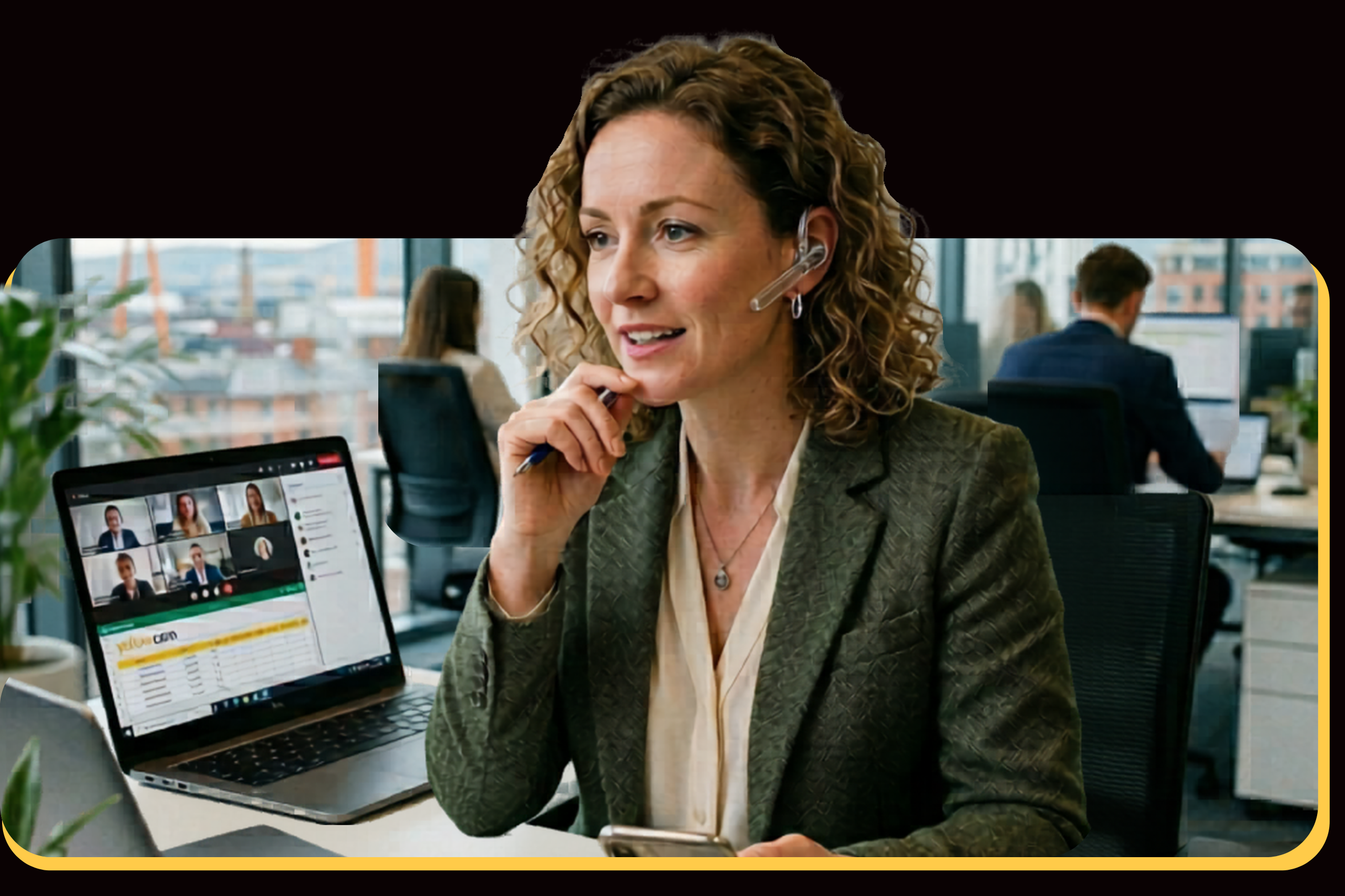 Office worker using business mobile plans with SIM only deals UK and Ireland