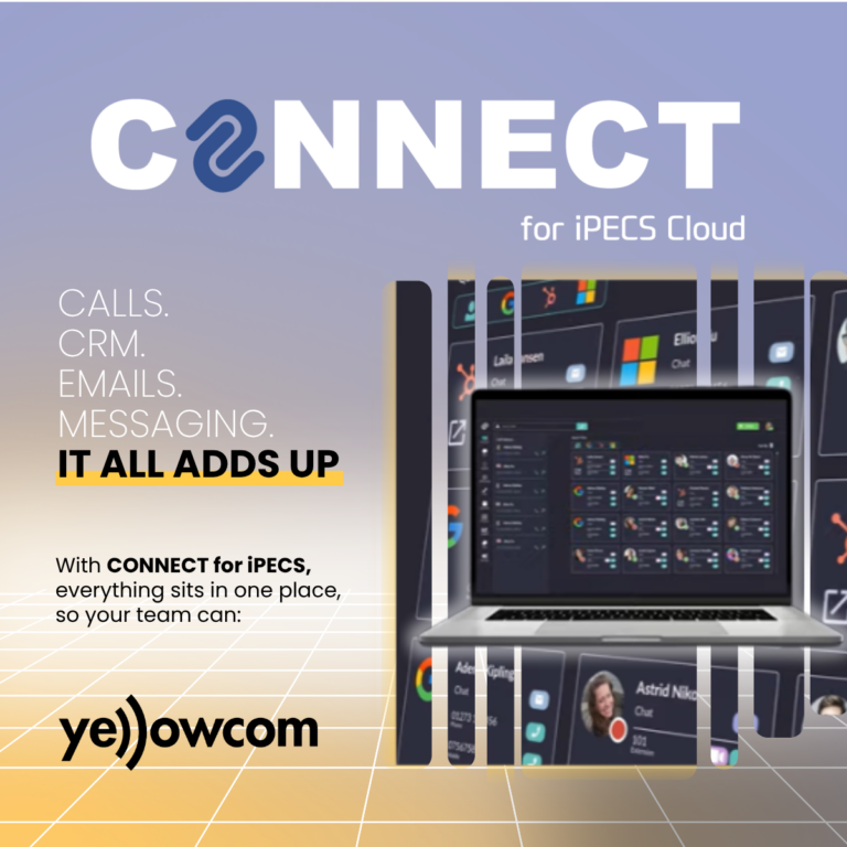 lsaptop screen promoting ipecs connect for crm integration