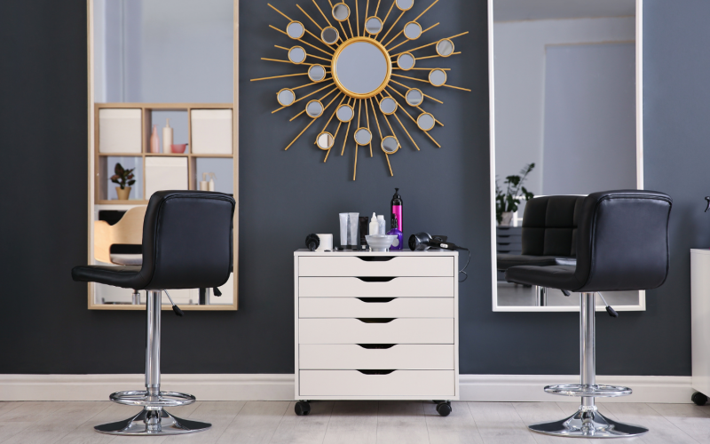 Modern hair salon using business phone systems for beauty salons to manage client bookings and enquiries