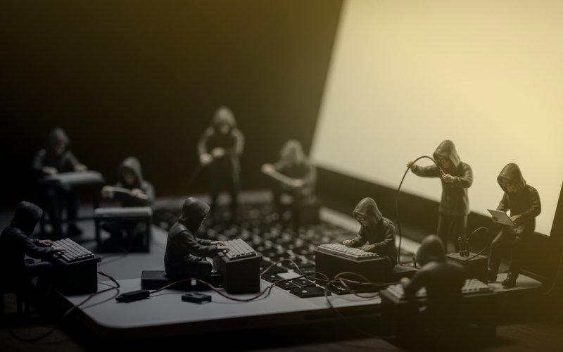 Small Business Cybersecurity Little Men Hacking a Laptop Featured Image