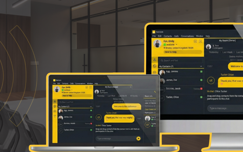 Business communications dashboard in Horizon shown on a computer scree